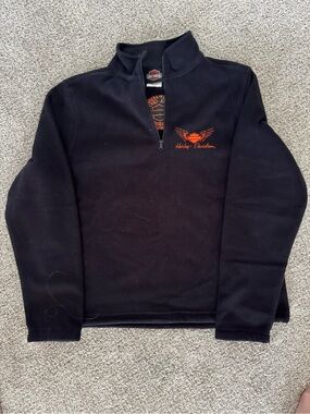 Harley-Davidson Black Quarter-Zip Fleece with Orange Embroidery